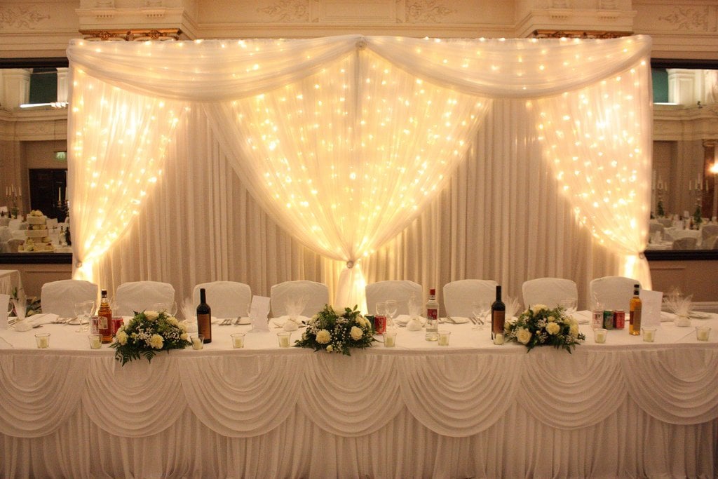 White Starcloth Backdrop at a Wedding