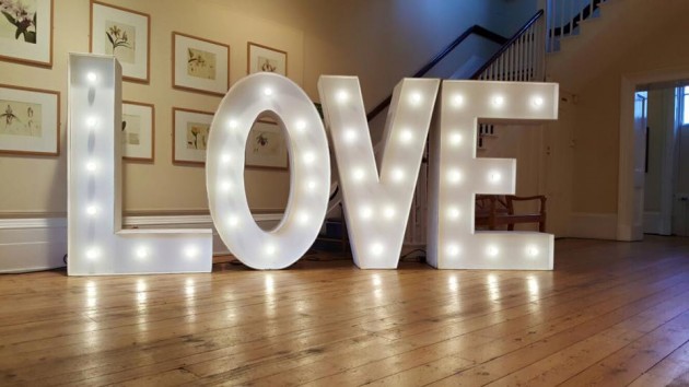 Light up letters spelling love